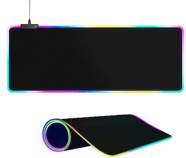 لوحة ماوس ألعاب كبيرة الحجم من FULLPAD بإضاءة RGB - 15 وضع إضاءة، تحكم باللمس، وسادة لوحة مفاتيح كمبيوتر ناعمة وممتدة، قاعدة مطاطية مانعة للانزلاق، مثالية للاعبين المحترفين في الرياضات الإلكترونية، مل