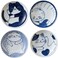 Mino Ware Japanese Small Plate Set Ceramic Cute Cats Design Appetizer Dessert Sushi Sauce 3.94 x 0.8 Inches Set of 4