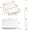 LYEOBOH 3 Tier Serving Stand and Platters Set Large Tiered Serving Platters with Collapsible Sturdier Rack 14 Inches Tiered Serving Tray for Appetizer Fruit, Dessert and Cupcake, White