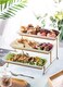 LYEOBOH 3 Tier Serving Stand and Platters Set Large Tiered Serving Platters with Collapsible Sturdier Rack 14 Inches Tiered Serving Tray for Appetizer Fruit, Dessert and Cupcake, White