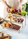 LYEOBOH 3 Tier Serving Stand and Platters Set Large Tiered Serving Platters with Collapsible Sturdier Rack 14 Inches Tiered Serving Tray for Appetizer Fruit, Dessert and Cupcake, White