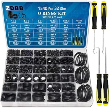 ZDBB TWCC 32 Size 1440 Pcs O Rings Assortment Kits Metric Nitrile NBR Rubber Washer with Pick and Hook Set for Car Faucet Pressure Plumbing Repair,Air or Gas Sealing Connections,OD 4mm-50mm