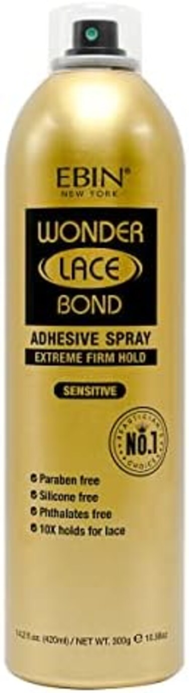 EBIN NEW YORK Wonder Lace Bond Adhesive Spray Sensitive &ndash; Extreme Firm Hold 14.2oz/ 400mlGentle Use, Paraben Free, Silicon Free, Phthalates Free, Perfect For Delicate Scalp, Fast Drying