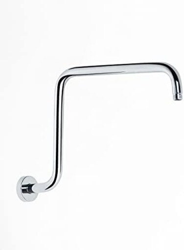 PHASAT S Shaped Shower Arm with Flange,High Rise Shower Head Extension Arm Chrome,PU9D02