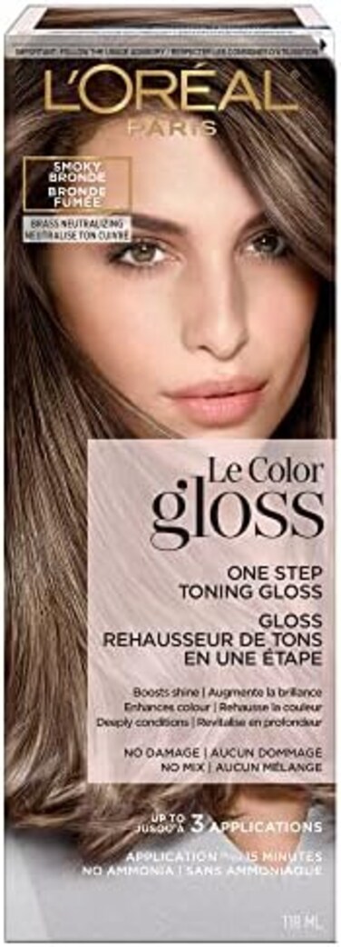 L&rsquo;Or&eacute;al Paris Le Color Gloss One Step In-Shower Toning Hair Gloss, Neutralizes Brass, ConditionsBoosts Shine, Smoky Bronde, 4 Ounce
