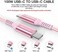 Awnuwuy 100W USB C Cable 10ft Pink,Long USB-C to USB-C, USB Type C to C Fast Charging Cord Compatible with iPhone 15/15 Pro/15 Plus/15 Pro Max,iPad Pro,iPad Air 4,Samsung Galaxy S23 S22 S21,MacBook Pr