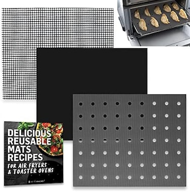 INFRAOVENS Reusable Liners for Toaster Oven Air Fryer 12 x 13 Accessories Compatible with Emeril Lagasse, Kitchenaid, Cuisinart, BlackDecker, BrevilleMore, Liner Protectors for Oven Trays and Racks