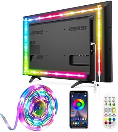 Daymeet TV Led Backlight,13.1ft ICRGB 5050 LED Lights for TV, TV Led Lights for 40-65inch TV/Monitor, USB Led Strip Lights for TV, LED Strip Lights Sync with Music, Bluetooth APP Control with Remote