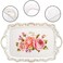 Nicunom 3 Pack Serving Trays with Handles, 16" L x 11" W Rectangular Trays for Eating, Melamine Serving Platters for Party, Floral Trays for Serving Food, Cookies, Desserts, Great Gift