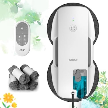Fmart Window Cleaner Robot T9 Smart Glass Cleaning with Ultrasonic Spray for Indoor Outdoor High Rise Windows Ceilings Powered Washer