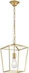 ANJIADENGSHI Lantern Pendant Light Iron Cage 1 E26 Bulbs Chandelier for Dining Room Kitchen, Gold Plating (Bulbs Not Included
