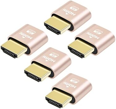 DTECH 4K HDMI Dummy Plug Display Emulator Headless Ghost Adapter Compatible with Windows Mac OSX Linux Support 4kx2k 2160P 1080p for Computer Desktop (fit-Headless, 5 Pack