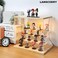 LANSCOERY Clear Acrylic Display Case with Light, Assemble 4 Tier Display Box Stand with Wooden Base, Dustproof Protection Showcase for Collectibles Memorabilia Figurines (11.8x8.9x11inch;30x22.5x28cm