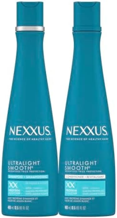 Nexxus Ultralight Smooth Shampoo and Conditioner for Dry and Frizzy Hair Weightless Smooth Smooth Hair Treatment to Block Out Frizz 13.5 oz 2 Count