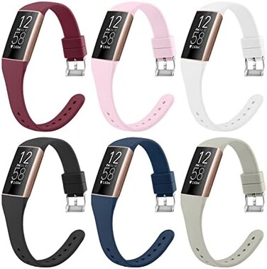 AK 6 Pack Slim Soft Silicone Wristbands Compatible with Fitbit Charge 4 Bands, Sports Replacement Straps for Fitbit Charge 4 / Fitbit Charge 3 / Charge 4 SE/Charge 3 SE Women Men
