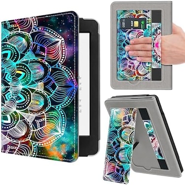 VORI Stand Case for Kindle Paperwhite (11th Generation-2021and Kindle Paperwhite Signature Edition, PU Leather Case Smart Protective Cover with Auto-Wake/Sleep and Hand Strap, Mandalas Galaxy
