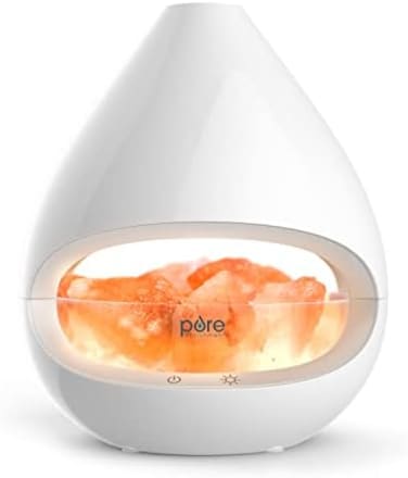 Pure Enrichment 2-in-1 Himalayan Salt Lamp and Ultrasonic Essential Oil Diffuser with 3 Halogen Bulbs, and 5 Light Settings