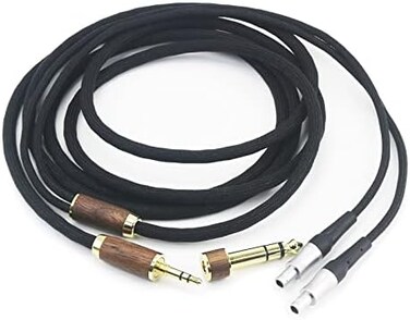 NewFantasia 6N OCC Copper Silver Plated Upgrade Audio Cable Compatible with Sennheiser HD800, HD800S, HD820 Headphones with 3.5mm Male and 6.3mm Adapter Walnut Wood Shell