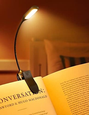 Monotremp Book Light Clip On Rechargeable, 3 Brightness Levels &times; 3 Color Temperatures Small Reading Lights for Books in Bed, 1.3 oz Lightweight, Up to 70 Hours Eye-Friendly Lighting for Kids