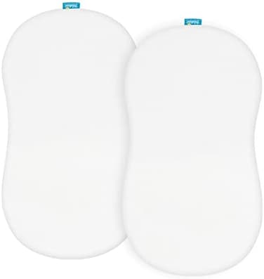 Biloban 100% Cotton Bassinet Sheets Compatible with Halo Bassinest Swivel, Flex, Glide, PremiereLuxe Series Sleeper, 2 Pack, Ultra Soft Bassinet Sheet for Baby, White