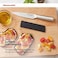 KitchenAid Gourmet Forged Stainless Steel Serrated Utility Knife with Custom-Fit Blade Cover, 5.5-inch, Sharp Kitchen Knife, High-Carbon Japanese Stainless Steel Blade, Brushed Stainless Steel Handle