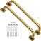 ZUEXT 2 Pack 20 Inch Anti Slip Bronze Shower Grab Bar Polished Gold, Antique Brass Bathroom Grab Bar, Knurled Balance Bar,Safety Hand Rail Support Handicap Elderly Injury Senior Assist Bath Handle