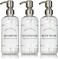 Artanis Home Clear Refillable Shampoo and Conditioner Bottles - Body Wash, Shampoo and Conditioner Dispenser - PET Plastic Shampoo Bottles Refillable with Pump - Waterproof Labels - 16 oz, 3 Pack (Sta