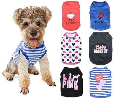 DroolingDog 6 Pack Cat Clothes Small Dog Puppy Shirts Pet Dog T Shirt for Dogs Tshirts Girl Puppy T-Shirt Boy Dog Clothes Cats Vest Apparel
