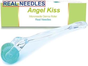 Angel Kiss 192 Derma Roller REAL NEEDLES 0.25 mm Titanium Microneedling Roller for Face Body Beard for Women and Men, w/Storage Case