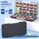 CYKOARMOR Switch Game Case for Nintendo Switch Game Card with 24 Switch Game Holder Storage and 24 Micro SD Cartridge Slots, Slim Switch Game Organizer Incl. Hard ShellSoft Rubber-Stripe Grey Black