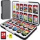 CYKOARMOR Switch Game Case for Nintendo Switch Game Card with 24 Switch Game Holder Storage and 24 Micro SD Cartridge Slots, Slim Switch Game Organizer Incl. Hard ShellSoft Rubber-Stripe Grey Black