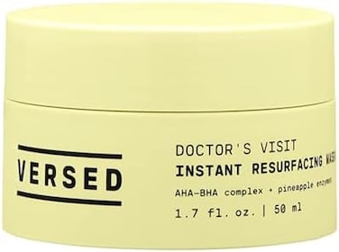 Versed Doctor's Visit Skin Resurfacing Face Mask - Glycolic AcidLactic Acid Face Exfoliant for Dark SpotsSkin Texture - AHA BHA Enzyme Mask to Brighten, Smooth Rejuvenate Skin (1.7 fl oz