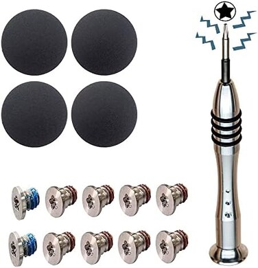 SLAUNT 4 Pack Rubber Feet 10pcs Repair Replacement Screw Compatible with Mac Book Pro Retina A1425 A1502 A1398 13" 15" Bottom Case Screw Rubber Feet and Screwdriver Repair kit