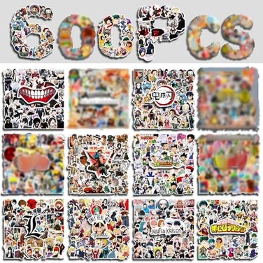 Arme Large Anime Stickers Mixed Pack,600Pcs Mixed with Classic Anime Theme Sticker Pack,Vinyl Waterproof Stickers Decals for Bottles, Laptops, SkateboardsNotebooks, Stickers for AdultsKidsTeens