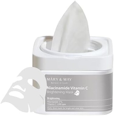 Mary&amp;May MaryMay Niacinamide Vitamin C Mask 30eaQuick dispenser type 30 sheet, VitaminC, Korean Facial Mask, marynmay