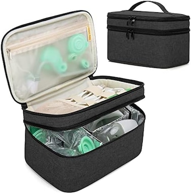 BAFASO Wearable Breast Pump Bag Compatible with Momcozy S12 Pro, Momcozy M5, Elvie Breast Pump, Carrying Case for Wearable Breast Pump and Extra Parts, Black