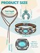 Inbagi 3 Pcs Western Jewelry for Women Bohemian Set, Boho Pendant Long Choker, Faux Leather Layered Bracelet, Dangle Earrings