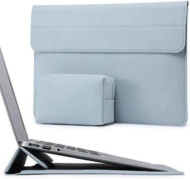 جراب حماية للكمبيوتر المحمول من HYZUO مقاس 15-16 بوصة مع حامل، متوافق مع MacBook Pro 16 M3/M2/M1 Pro/Max A2991 A2780 A2485 A2141 (2019-2024)، وMacBook Pro 15 (2015-2012)، وXPS 15، مع جراب، لون أزرق فا