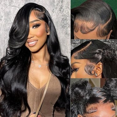 Gabrielle 20 Inch HD Frontal Wigs Human Hair Body Wave 13x4 Lace Front Wigs Human Hair Pre Plucked Lace Frontal Human Hair Wigs Body Wave Ear To Ear Lace Frontal Human Hair Wigs for Black Women Gluele