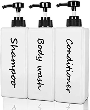 DIDROOM Shampoo and Conditioner Dispenser (Set of 3, 21ozModern Refillable Shampoo Pump Bottles for Shower Soap - Empty Body Wash Dispenser Set for Bathroom