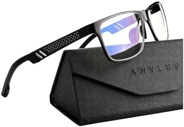 نظارات ANYLUV لحجب الضوء الأزرق - نظارات ألعاب الكمبيوتر، مضادة لإجهاد العين، إطار معدني من الألومنيوم والمغنيسيوم فائق الخفة