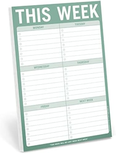 Knock Knock This Week Pad, To Do List NotepadWeekly Agenda Planning Pad (Sage Green, 6 X 22.8 cmes