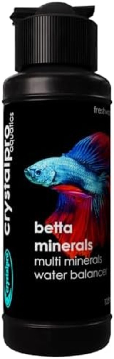 crystalpro Betta Minerals 4.22 Oz Concentrated Mineral Additive for Betta Fish Tank Care - Improves Beta Health, Reduces Stress and Replenishes Protective Coat - Freshwater Aquarium Salt Treats 500 Ga