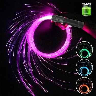سوط ألياف ضوئية LED قابل لإعادة الشحن من AMKI بطول 6 أقدام، يدور 360 درجة، مع 36 وضع إضاءة، لعبة رقص مضيئة فائقة السطوع، مثالية لحفلات الرقص الصاخبة، وعروض الإضاءة، ومهرجانات موسيقى الرقص الإلكترونية.