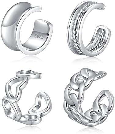 CHIC &amp; ARTSY CHICARTSY Ear Cuff Set Damen Ohrmanschette Ohrringe 925 Sterling Silber Earcuffs Set Helix Knorpel Ohrmanschette Ohne Ohrloch Wickelohrring Fakepircings Ohr Cuffs Ohrklemme