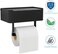 JUYSON Toilet Paper Holder with Shelf, Flushable Wipes Dispenser Fits for Bathroom Wipe Storage, Keep Your Wipes Hidden Out of Sight - SUS304 Stainless Steel Wall Mount Organizer (Matte Black