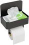 JUYSON Toilet Paper Holder with Shelf, Flushable Wipes Dispenser Fits for Bathroom Wipe Storage, Keep Your Wipes Hidden Out of Sight - SUS304 Stainless Steel Wall Mount Organizer (Matte Black