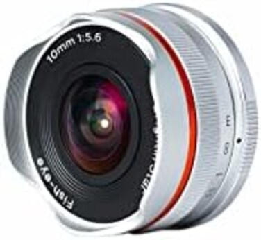 brightin star 10mm F5.6 Fisheye Wide Angle APS-C Manual Foucus Mirrorless Camera Lens, Fit for Canon EOS-M Mount M, M2, M3, M5, M6, M10, M100, M50, M200 (Silver