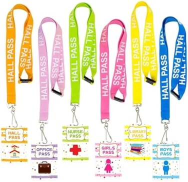 ceiba tree Hall Pass Lanyards Confetti-Themed Lanyard and School Passes Set of 6 for School Classroom