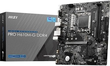 MSI PRO H610M-G DDR4 Motherboard (12th/13th/14th Gen Intel Core, LGA 1700 Socket, DDR4, PCIe 4, SATA 6Gb/s, 1Gbps LAN, M.2 Slots, USB 3.2, mATX